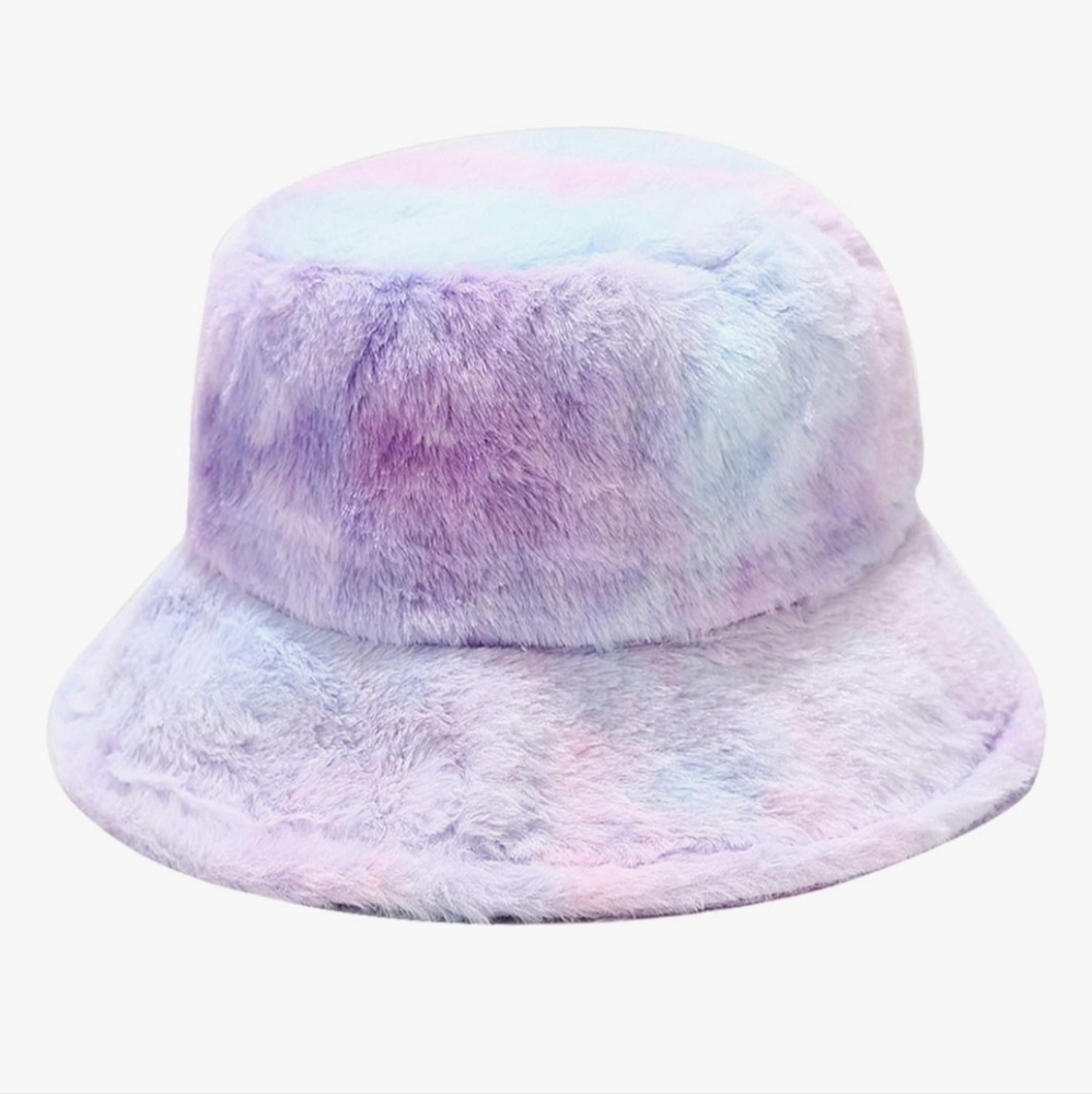 Pastel Faux Fur Bucket Hat